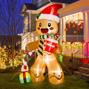 8ft Christmas Gingerbread Man Lights Tall Inflatable Yard Decorations Inflatable Christmas Christmas New Decor Sample 2025