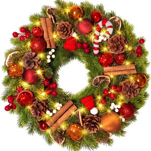 MaoSheng Best Selling Artificial Christmas Pine Cone Wreath PE Material 30-45cm Greenery Home Decoration Holidays Xmas