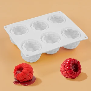 SILIKOLOVE Factory 6 Cavity Raspberry Shape Cake Maker LFGB Platinum Non Stick BPA Free Silicone Mousse Cake Molds