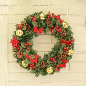 40CM Handmade PVC Artificial Christmas Wreath for Indoor & Outdoor Use Hanging Decoration