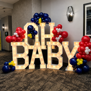 OH BABY Marquee Letters Giant Light Up Sign Baby Shower Gender Reveal Welcome Baby Party Decoration Balloon Backdrop Display