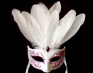 Funny Costume Cosplay Mask Venetian Mardi Gras Carnival Masquerade Mask Feather Party Mask for Party Wedding Supply Xmas Decor