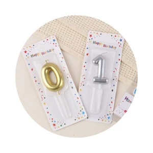 Gold and Silver 0-9 Number Candles Promotional Party Supplies for Birthday Cake Decoration Gold-Plated Boxed Inserts