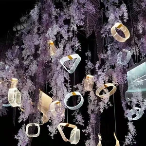 High-quality Wedding Hall 10heads Acrylic Lace Round Chandelier Decorative Lights Wedding Props Stage Decorative Lights