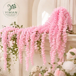 YM Hanging Wisteria Vines Artificial Wisteria Flowers Silk High Quality Reusable for Wedding Arch Ceiling Event Decor Wholesale
