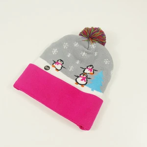 LED Light up Christmas Beanie Hat with 3D Embroidery Breathable Waterproof Knit for Adults-Winter Warmth Gift