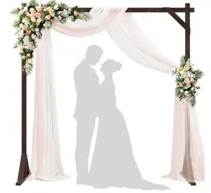 7.2FT Wooden Wedding Arch Square Wood Arbor Backdrop Stand for Ceremony Indoor Outdoor Wedding Party Garden Beach Forest Rustic
