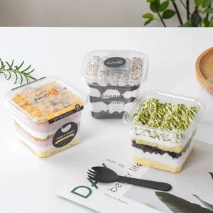 Wholesale Transparent Mousse Fruit Cake Box Disposable Tiramisu Dessert Container Ice Cream Cup
