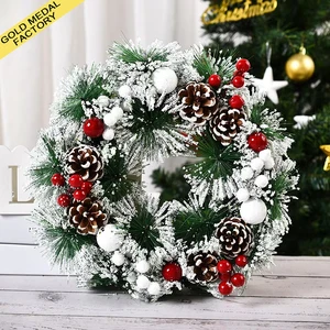 Christmas Wreath Artificial Flower Garland Greenery Rattan Floral Guirnalda Corona Navidad Xmas Ornaments Christmas Decorations
