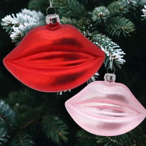 Red Lips Hanging Decoration Glass Bauble Christmas Tree Decoration Decorative Balls for New Years Christmas