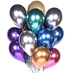 Wholesale Metallic Inflatable Balloons Happy Birthday Silver Gold Globos Ballons Helium Latex Chrome Party Decorations Ballons