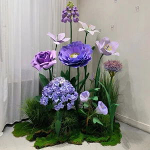 Fashionable Purple Paper Flower Arrangement Decorations for Weddings Parties Festivals & Mall Backgrounds