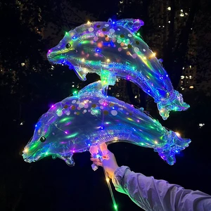 New Transparent Luminous Colorful Kid Party Balloon Bow Jellyfish Clip Handheld Aluminum Mini Foil Led Balloon