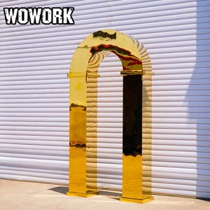 2026 WOWORK Wholesale Marriage Stage Arched Gold Mirror SST Backdrop Wedding Arch for Party Event Decorations