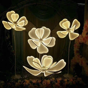 Modern LED Light White Lace for Party Stage Shining Peony Flower Road Lead Wedding Decoration Lamp