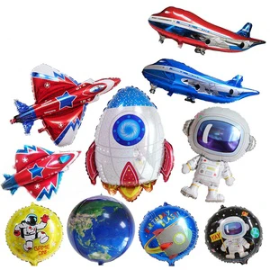 Giant Rocket Astronaut Foil Balloons Baby Boy Super Hero Party Decorations Kids Outer Space Balls