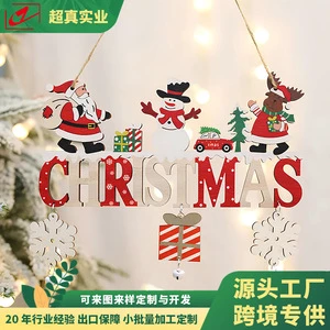 Manufacturer's Wooden Product Uv Custom Printed Christmas Ornaments Santa Claus Decorations Snowman Christmas Tree