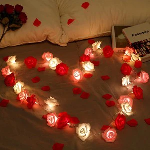 LED Light Artificial Rose Flower String for Wedding Event & Party Decor for Christmas & Garden Lighting