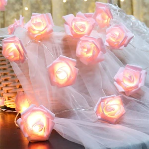 Wedding Decoration 1M Led Rose Ramadan Christmas Festival Decorative Led Rose Light String Battery Box Rose Light