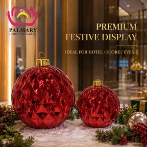 Glossy Finish Multiple Sizes & Colors Diamond Cut Plastic Christmas Ball Tree Hanging Ornament for Hotel and Event