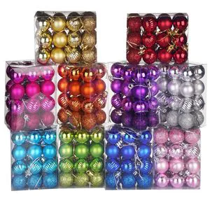 30MM Glitter Chic Christmas Ball Baubles 24pcs Lot Hanging Xmas Tree Ornaments Chic Home Christmas Decorations for the Holidays