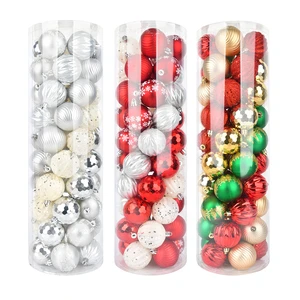 6CM Plastic Christmas Ball Pendants 50-Piece Set for Tree Scene Decorations and Hanging Ball Ornaments Holiday Supplies