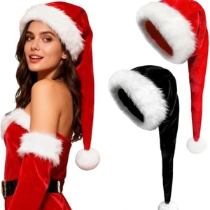 Long Plush Christmas Hat Soft Santa Hat Holiday Costume Decoration Xmas Gift Accessories
