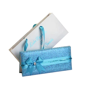 New Design Luxury Invitation Cards Glitter Ribbon Decoration With Affordable Printing Pocket for Wedding with Handbag