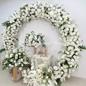 Customized Indoor and Outdoor Wedding Arch Floral Background Decoration White and Green Flower Arch Set for Wedding Decoration