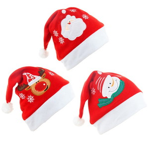 Cheaper Custom Non Woven Santa Hat Polyester Cap Felt Christmas Hat for Party Christmas Plush Red Holiday Christmas Santa Hat