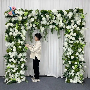 Artificial Realistic Silk Modern Eco-friendly Handmade Floral Foliage Square Arch Waterproof Outdoor Wedding Background