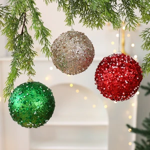 China Christmas Ball Factory Selling High Quality Sequined and Pearl Style Christmas Balls Large Christmas Ball Set In Stock
