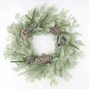 66CM Artificial Spruce Wreath Christmas Door Decor, Realistic Greenery Garland Wreath for Holiday Xmas Home Party Decorations