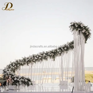 JINDA Outdoor Wedding Decoration S-shape Crystal Hanging Wedding Backdrop Wedding Arch Frame Metal