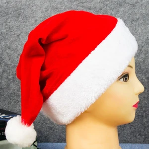 High Quality Low Moq Party Festival Holiday Gold Velvet Plush Edge Adult Child Christmas Hat Santa Claus for Kids