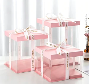 Cake Box Square 4 Inch 6 Inch 8 Inch 10 Inch 12 Inch Single Double Layer Thickened Transparent Paper-plastic Combined