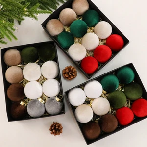Velvet Wrapped Christmas Balls Set 6cm 8cm Assorted Plastic Xmas Tree Baubles for Luxury Holiday Home Wedding Decoration