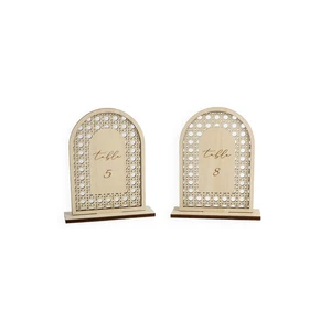 Boho Wedding Signage Rattan Wooden Rustic Wedding Table Numbers for Wedding Table Decoration