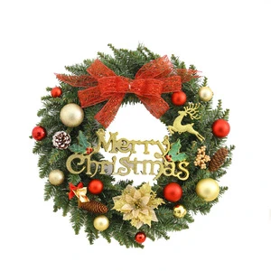 Christmas Wreaths for Front Door 24In 60cm Artificial Wreath with LED Light Xmas Decoration Christmas Wreath