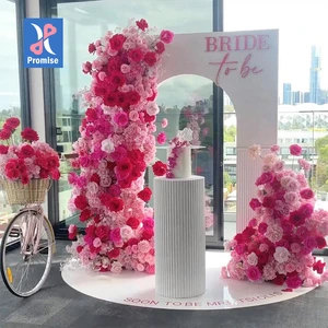 Promise Hot Sale Artificial Flower Silk & Metal Rose Arch Wedding Valentine's Day Chinese New Year Pink Backdrop