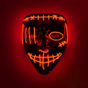 HF Hot Sale Halloween Horror Mask LED Glowing Scar El One-Eyed Pirate Facepiece for Parties