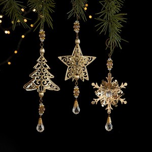 Christmas Ornament Hanging Iron Christmas Snowflake Pendant Hanging Christmas Tree Decorations Pendant for Xmas New Year