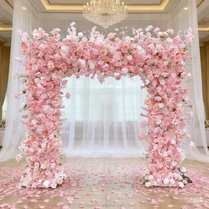 Pink Silk Fabric Bottom Wedding Rose Flower Arch Durable Eco-Friendly Popular for Festive Party Decorations Valentine's Day