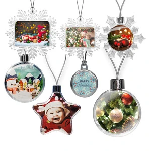 Custom Sublimation Christmas Ornaments Balls Trees Double Sided Plastic Blanks High Transparency PC Star Holiday Supplies for