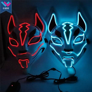 Anime Expro Decor Japanese Fox El Mask Neon LED Light Cosplay Mask for Halloween Party Rave 10 Colors to Choose PVC Material