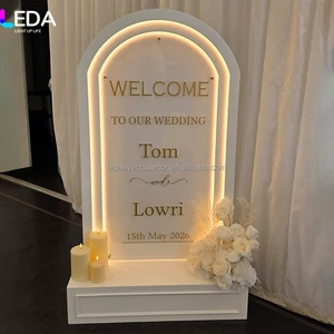 LEDA Custom LED Lighted Arched Wedding Welcome Sign Acrylic Entrance Board for Wedding Party Hotel Event Decor