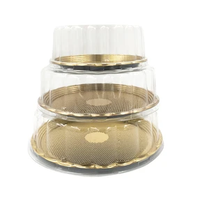 Disposable Plastic Cake Containers With Clear Lid Gold Round 100 Sets Pack For Take Out Food Tray Packaging