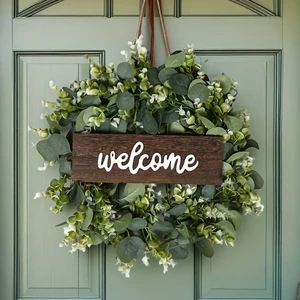 Border Spring Welcome Wreath Eucalyptus Leaf Artificial Flowers Simulation Wreath Plastic Material Pastoral Decorations