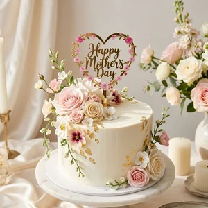 UV Printed Reusable Acrylic Eco-Friendly Elegant Mother's Day Cake Toppers for Mother's Day Decoration
