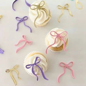 Ins Acrylic Bow Cupcake Decoration For Birthday Mother's Day Valentine's Day Bow Decoration